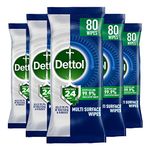 Dettol Protect 24 Multipurpose Wipes, Multipack of 5 x 80s, Total 400 Wipes