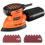 DOVAMAN Detail Sander, 130W Wood Sander Tool, Dust Collection System, 12PCS Sandpaper, 12000RPM Compact Plam Sander for Wood Steel Surfaces and Tight Space Sanding - DLS03A