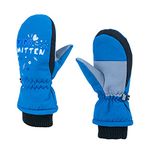 Toddler Women Mens Snow Gloves Kids Waterproof Winter Warm Thermal Ski Snowboard Ladies Glove, Blue Mittens, L(kid 9-12 years)