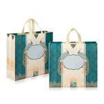 Drapme Wedding Special Reusable Non-Woven Laminated Gift Bags, Wedding Gifts, Shagun, Traditional Gifting, Saree Mithai Chandi Carry Bag (Peacock Bhaji Blue, L-15.5x15x5, Pack of 10)