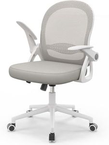 naspaluro Home Office Chair Ergonomic Desk Chair Swivel Computer Chair Mid-Back Mesh Chair with Flip-up Armrests and Lumbar Support for Home/Office - Gray