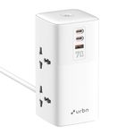URBN 7-in-1 Power Strip with 70W GaN Technology | 3X USB (Dual USB-C PD + 1 USB-A QC) | 1500W 4X Universal Sockets | Fireproof Housing | Child-Safe, 8-Layer Protection | 12-Month Warranty