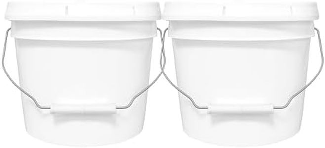2 Gallon Bucket & Lid -70 Mil -All Purpose Pail - Made in The USA - Muli-Purpose - Food Grade - Contains No BPA Plastic - Recyclable (White, 2)