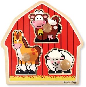Melissa and Doug - Barn Animals Knob Puzzle - 3 pieces