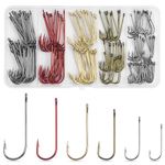 Aberdeen Hook Kit - 150pcs Long Shank Fishing Hooks Offset Hooks Live Bait Hooks Light Wire Fish Hook High Carbon Steel Freshwater Fishing Tackle for Crappie Panfish