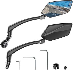 2pcs Bike Mirror Handlebar Mount 360° Adjustable and Rotatable, Wide Bicycle Mirrors for Handlebars with Long Arm, Safe HD Bike Rear View Mirror for Scooter, Motorcycle Accessories Foldable for Ebike