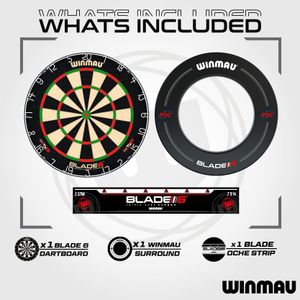 WINMAU Blade 6 Dartboard Bundle – Professional Dartboard Set