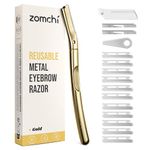 ZOMCHI Dermaplane Razor with 11 Blades for Women&Men, Eyebrow Trimmer with Protective Silicone Cap, Eyebrow Razor, Face Razor for Hair Removal - Matte Gold