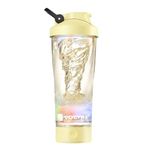 VOLTRX Electric Shaker Bottle - VortexBoost Portable USB C Rechargeable Protein Shake Mixer, Shaker Cups for Meal Replacement Shakes, BPA Free, Waterproof, Colored Light Base, 24 oz (Banana Yellow)
