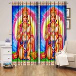 WEBICOR 3D Digital Printed Curtain Polyester Fabric Door Curtain for Bed Room Kids Room Living Room Window/Door/Long Door (Set of 2) Hanuman Blue