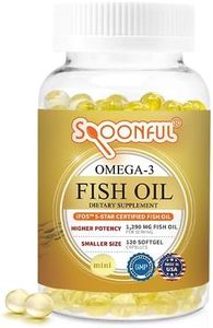 Spoonful Mini Omega 3 Fish Oil, iFOS Certified, 1290 mg Per Serving, 120 Softgels Pearls, Small Size Easy to Swallow Capsules for Women and Seniors, Made in USA