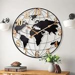 Large World Map Wall Clock, Metal M