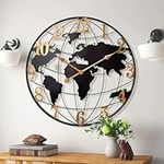 Large World Map Wall Clock, Metal M