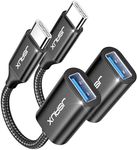 JSAUX USB C to USB Adapter [2 Pack], USB Type C Male to USB 3.0 Female OTG Cable Thunderbolt3 to USB Adapter Compatible with MacBook Pro/Air 2019 2018 2017, Galaxy S23 S23+ Ultra Note 10 S9 S8-Black