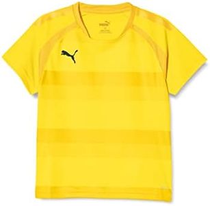 Puma JR 705149 JR 705149 Soccer Short Sleeve T-Shirt, Absorbent, Quick-Drying, Hoop, Game Shirt, for Kids, 24 Fall/Winter Colors Cyber Yellow/Spectra Yellow/Puma Black (07), 160