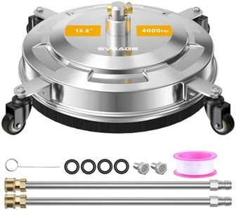 EVEAGE 15.5/'' Pressure Washer Surface Cleaner, Power Cleaner with 4 Wheels, Stainless Steel Housing Accessories 2 Extension Wand, Replacement Nozzles & 4000 PSI，EP006, Sliver