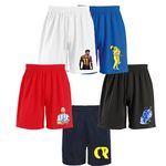 Pack of 5 Printed Sports Shorts - Cricket & Football Team Players Printed Shorts for Boys and Girls(9-10Years,Multicolor-07)