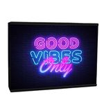 Light Box Room Sign XL A4 Good Vibes | Neon Effect Good Vibes Only Display | Illuminated Positive Message Design | Flashdance Retro Pink LED Lighting | Teen Girl Décor Sign