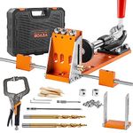 VEVOR Pocket Hole Jig Kit, 34 Pcs Pocket Hole Jig System with 11" C-clamp, Fixture, Step Drills, Wrenches, Drill Stop Rings, Square Drive Bits, Toolbox, for DIY Carpentry Projects, Adjustable