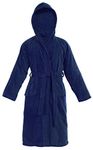 Sapphire Collection Kids 100% Cotton Bathrobe Hooded Terry Towelling Shawl Collar Bath Robe Bath Robe Dressing Gown 7 Colours Age 8-14 (AGE 12-14, Navy)