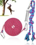 Petbobi Bungee Tug Toy, Interactive Tether Tug of War for Pitbull Interactive & Exercise, Spring Pole Toy with Durable Rope, Muscle Builder Outdoor Hanging Toys for Large Dogs, Red