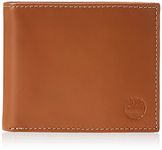 Timberland Men's Leather Wallet with Attached Flip Pocket, Tan (Cloudy), One Size