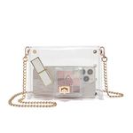 MOETYANG Transparent Clutch Clear Purse Crossbody Shoulder Bags Stadium Approved Bags, Gold6, Small Mini