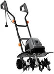 Electric Garden Tiller Cultivator, 15 Amp, 18 Inch Tilling Width, 8.7 Inch Depth, 24 Steel Tines, 380 RPM, Corded Rototiller w/Adjustable Wheels & Foldable Handle & Safety Switch for Soil Cultivation