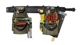 The Diamondback Artisan Tool Belt System, Right Handed, Ranger Green, Medium | For Carpenters Electricians Roofers Drywall, Pouches Hold Tools Fasteners and Ties, Padded, Hammer Holder, Green, Medium