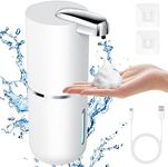 AiQInu Automatic Soap Dispenser, 400 ml, Non-Contact Electric Soap Dispenser, USB Rechargeable, with 4 Adjustable Levels, IPX5 Waterproof, Wall Mounting, for Kitchen, Bathroom, School, Hotel