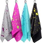 4 Pcs Shine Golf Towel with Clip Drip Lime Available Microfiber Towel for Golf Bags Golf Gifts for Men Women Birthday Waffle Pattern Golf Gifts for Golf Fan Retirement Gift (Vivid Color)