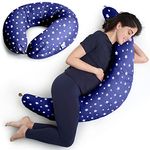 Niimo XXL Pregnancy Pillow & Nursing Pillow - 2022 Double Platinum Winner, 100% Cotton Maternity Pillow Cover, Washable Breast Feeding Pillow Baby Feeding Pillow, Body Pillow Pregnancy Gifts