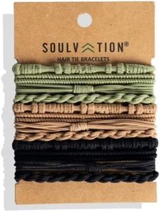 Soulvation Hair Tie Bracelets, Boho Hair Ties, Hair Ties for Women, Elastic Hair Ties, Hair Bands for Ponytails, Hair Ties for Thick and Thin Hair, Black Hair Ties, Prevents Hair Breakage