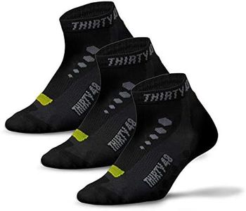 Thirty 48 Low Cut Cycling Socks for Men and Women | Unisex Breathable Sport Socks (Extra Large - Men 10-14, [3 Pairs] Black/Green)