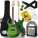 PYLE Electric Guitar and Amp Kit - Full Size Instrument w/Humbucker Pickups Bundle Beginner Starter Package Includes Amplifier, Case, Strap, Tuner, Pick, Strings, Cable, Tremolo (Green)