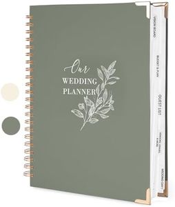 Wedding Planner Book and Organizer for the Bride, 9x12" Olive Wedding Planning Binder Book with 5 Tabbed Sections, Pockets, Checklists, Calendars, Countdown, Metal Corner, Engagement Gifts for Couples
