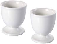 luzen 2Pcs Ceramic Egg Cups Porcelain Single Egg Stand Holders Egg Cup Tray Kitchen Gadgets Tools for Hard Boiled Eggs Breakfast Party Dinning, White