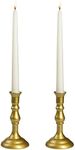 Royal Imports Gold Taper Candle Holder, Modern Metal Tapered Candlestick Holders, Centerpiece Decoration for Home or Wedding, 2 Pc Set, 6"