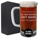 Personalized Etched Custom Message 16oz Glass Beer Mug