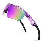 FEISEDY Kids Sports Polarized Sunglasses TR90 Flexible Frame UV Protection Cycling Cricket Sunglasses for Boys Girls Age 5-12 B2454 (Transparent Purple-purple, 125)