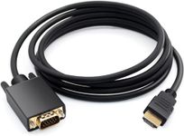 VOOCME HDMI to VGA Cable, HDMI Male INPUT to VGA Male OUTPUT TO DISPLAY Video Cord Compatible w/HDMI Desktop, Laptop, DVD to 15 Pin D-SUB VGA HDTV Monitor Projector - 1.8 m (BLK)