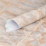 Skin Poster - Oxye Cream Marble Wallpaper Self Adhesive PVC Wall Peel and Stick Removable Home Decoration Vinyl Cabinet Countertops Furniture Wall - ''16x48'' Inch