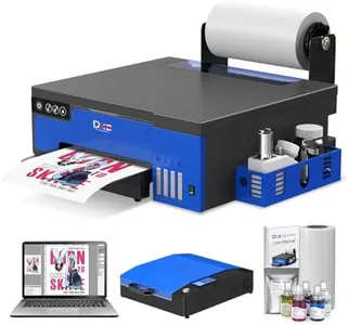 DXZ A4 DTF Printer with Roll Feeder-XP600 Doubled Printing Speed Compared to L1800 and L805,Built-in White Stirring System for DIY T-Shirt,2-Year Ink Included (A4 Printer+Oven+Laptop)