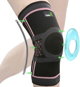 TechWare Pro Knee Brace for Women & Men - Knee Compression Sleeve for Knee Pain, Knee Support. Knee Brace for Meniscus Tear, ACL, and Arthritis with Side Stabilizers & Gel Pads (Black/Pink Large)