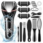 Electric Foot Callus Remover Kit,Rechargeable Foot File Pedicure Tools,Waterproof Dead Skin Remover for Feet,Foot Grinder Exfoliator with 3 Roller Heads (Black)