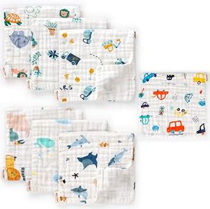 Maliton Mussole Neonato,6 pezzi 50 * 25cm Mussole Neonato Cotone,100% Cotone,6 Strati che Assorbono Acqua e Sono Morbidi Mussole,Adatto Per Pelli Sensibili(immagine animale)