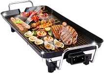 R Runilex Multi-Functional Non-Stick Electric Temperature Adjustable Double Layer Smokeless Teppanyaki Grill Barbecue Plate Baking Pan BBQ Griddle (Black)