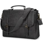 Messenger Bag for Men 15.6 Inch Waterproof Laptop Bag Vintage Leather Briefcase Large Computer Satchel Bag Retro Shoulder Bag for Office Business Travel College, Gray