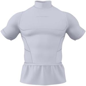 KUTFTBL Short Sleeve Turtleneck Compression Shirt with Loose Attachment Around Waist - White, Large Adult