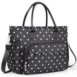 Insulated Lunch Bags for Women - Large Lunch Tote Bag: Reusable Portable Leakproof Lunch Box Cooler Bag with Adjustable Shoulder Belt for Work Shopping Picnic Beach Outdoor, 12L, Black&White Spots